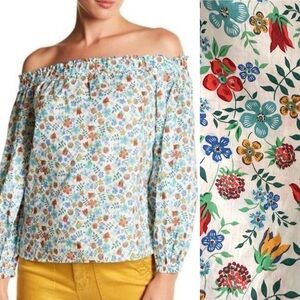 J. Crew Liberty London ditsy floral print blouse with versatile shoulder size 6